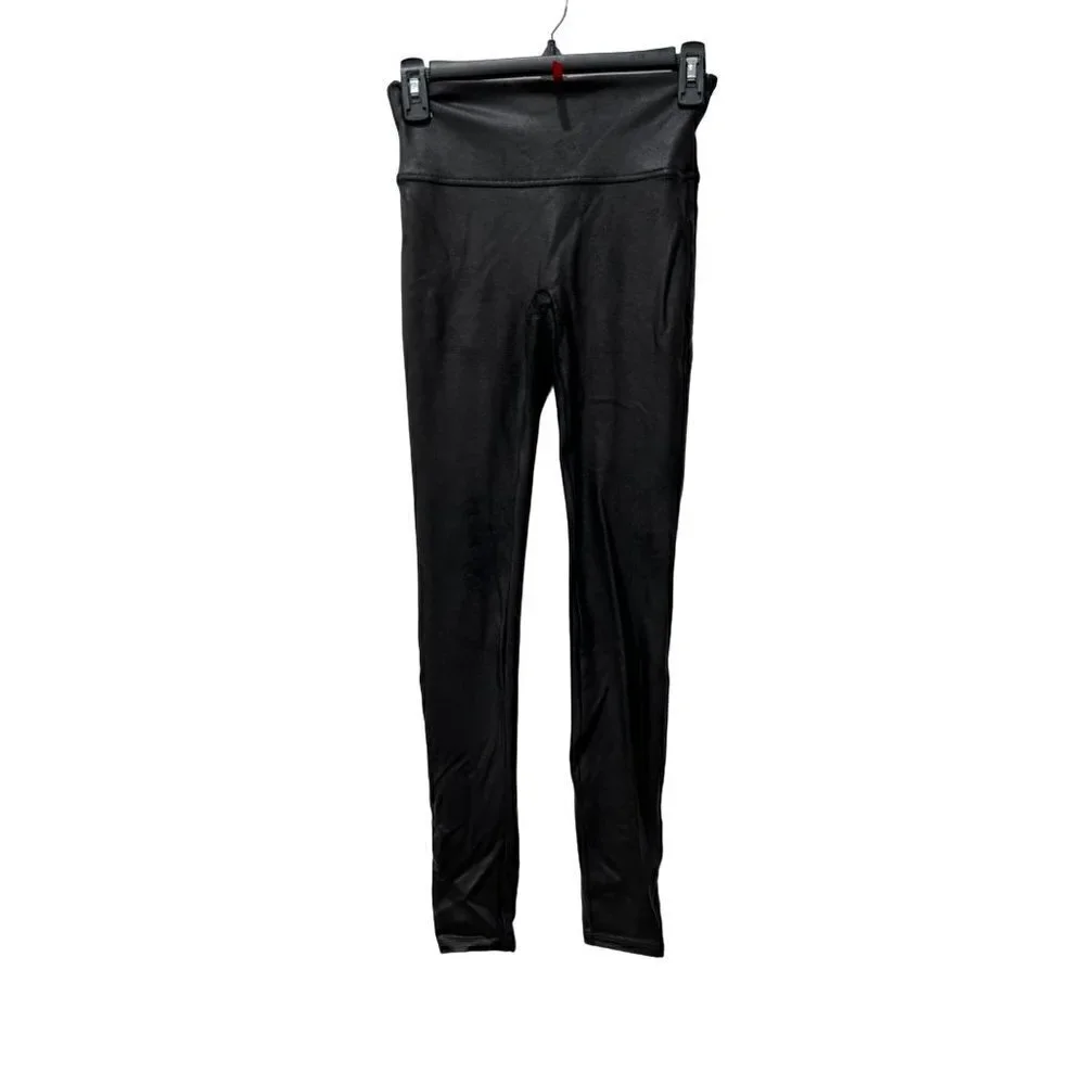 SPANX Size S Faux Leather Leggings Coated Black